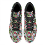 Vintage Cactus And Flower Print High Top Leather Sneakers
