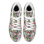 Vintage Cactus And Flower Print High Top Leather Sneakers