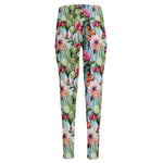 Vintage Cactus And Flower Print High-Waisted Pocket Leggings