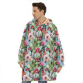 Vintage Cactus And Flower Print Hoodie Blanket