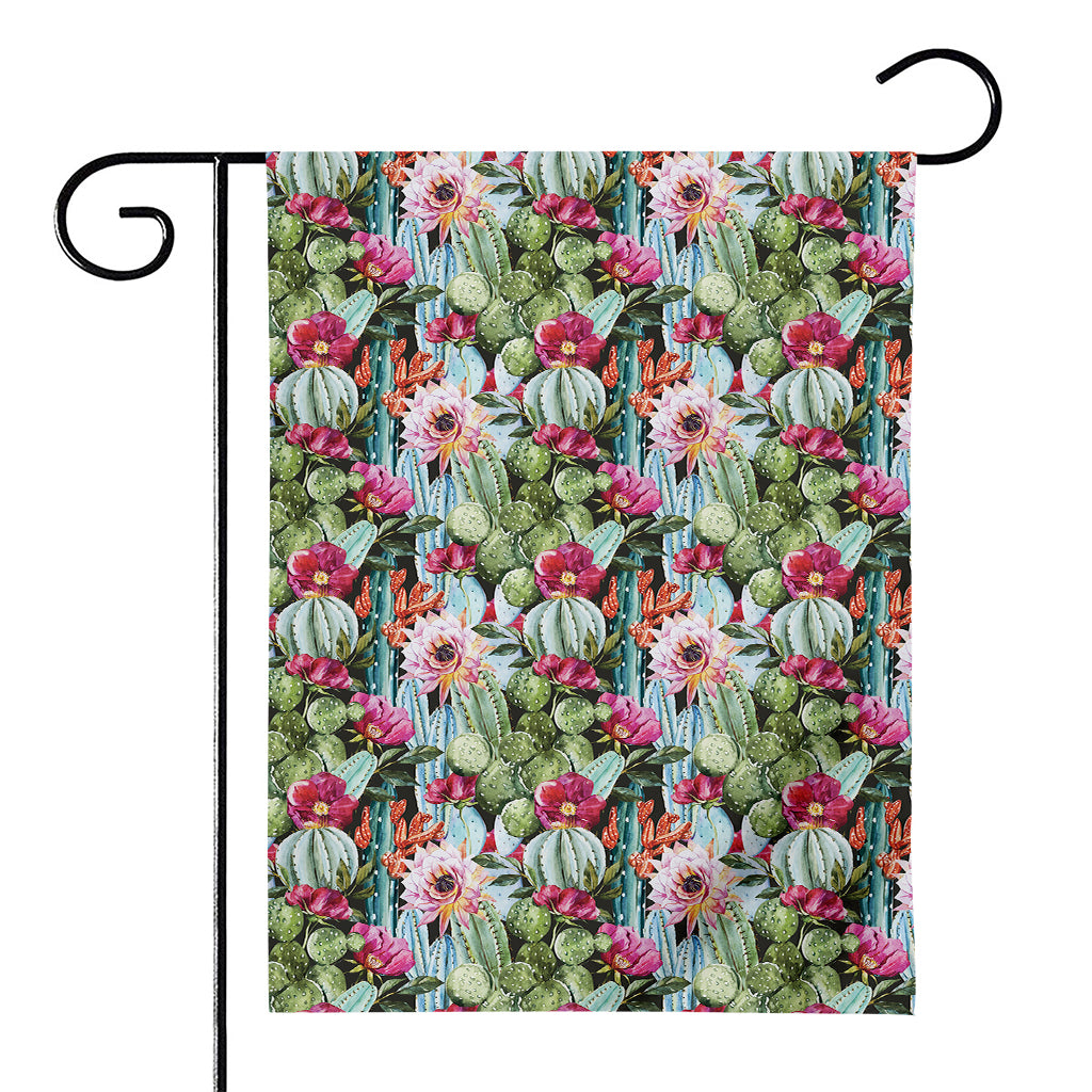 Vintage Cactus And Flower Print House Flag