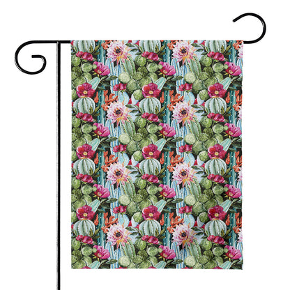 Vintage Cactus And Flower Print House Flag