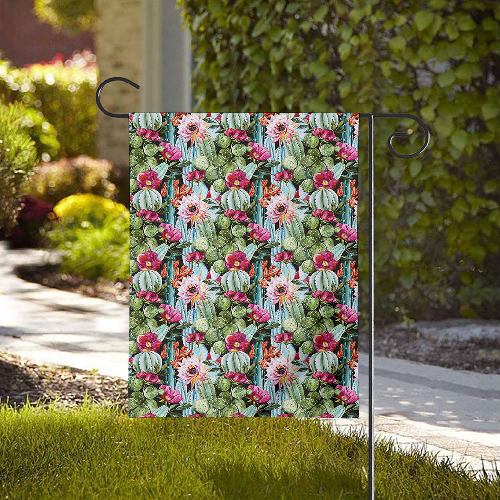 Vintage Cactus And Flower Print House Flag