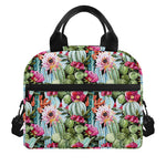 Vintage Cactus And Flower Print Insulated Lunch Bag