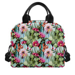 Vintage Cactus And Flower Print Insulated Lunch Bag