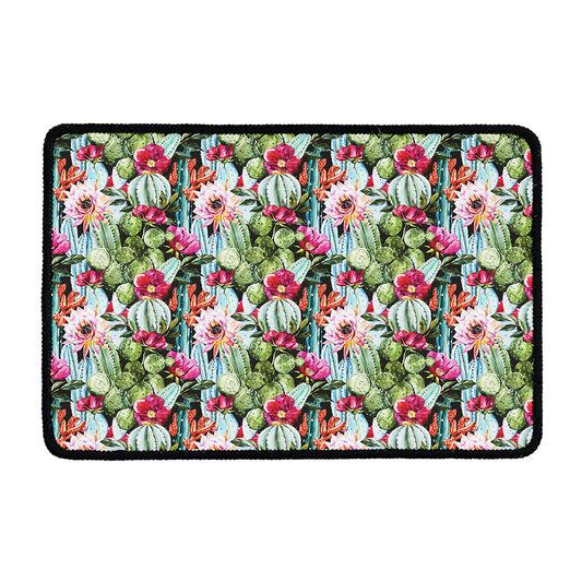 Vintage Cactus And Flower Print Kitchen Mat