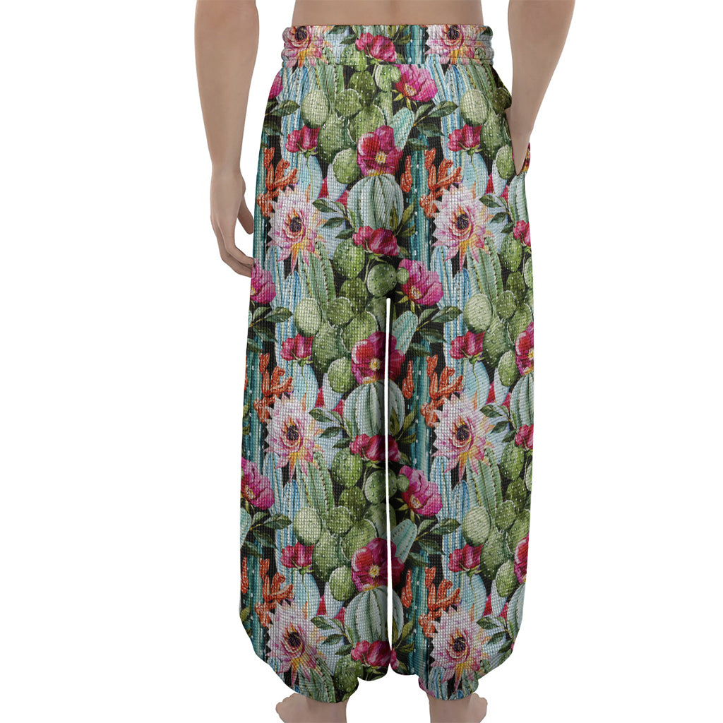 Vintage Cactus And Flower Print Lantern Pants