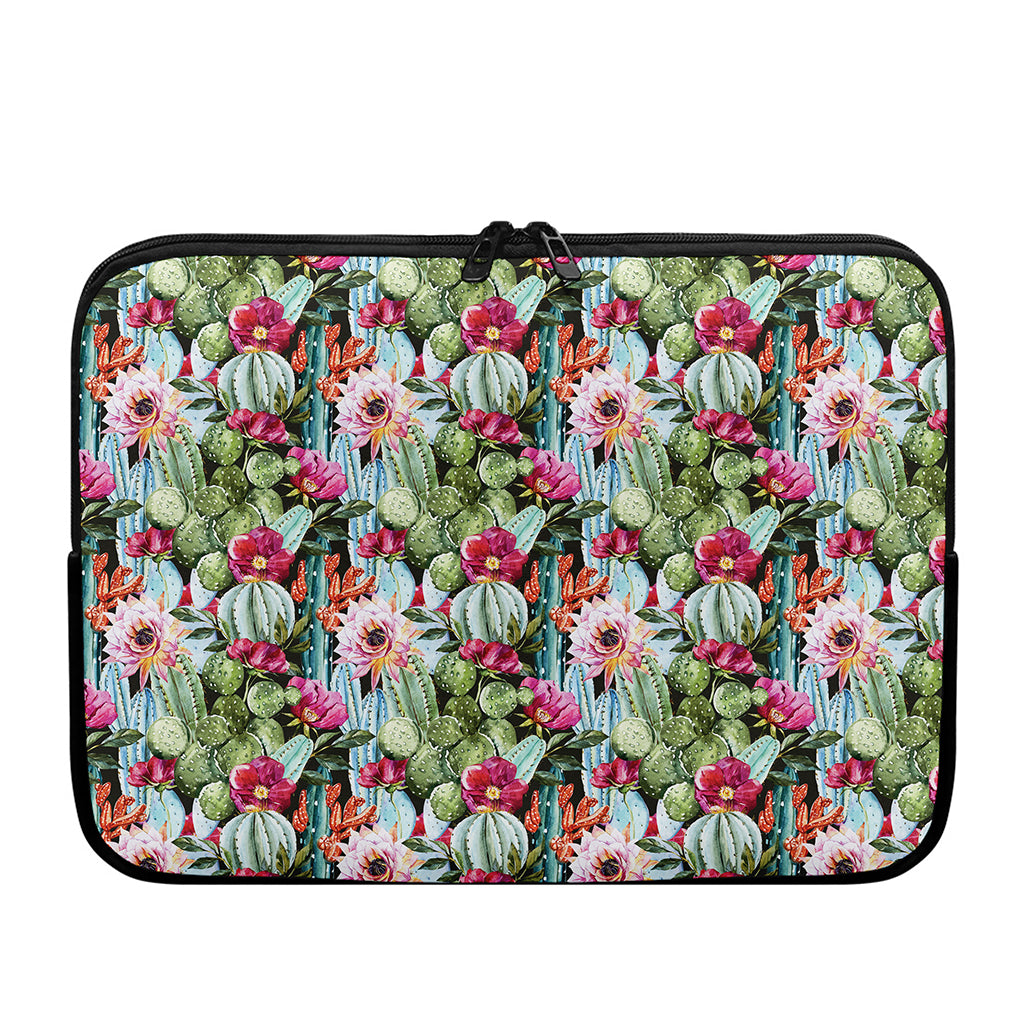 Vintage Cactus And Flower Print Laptop Sleeve