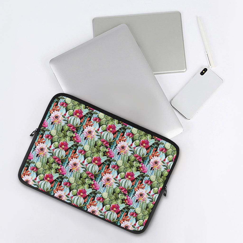 Vintage Cactus And Flower Print Laptop Sleeve