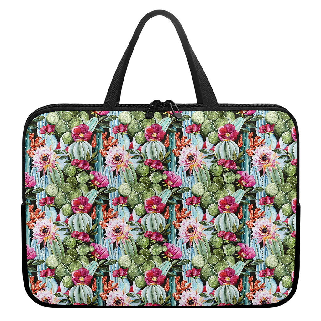 Vintage Cactus And Flower Print Laptop Sleeve With Handle