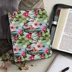 Vintage Cactus And Flower Print Leather Bible Cover