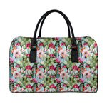 Vintage Cactus And Flower Print Leather Duffle Bag