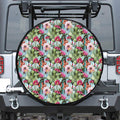 Vintage Cactus And Flower Print Leather Spare Tire Cover