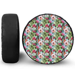 Vintage Cactus And Flower Print Leather Spare Tire Cover