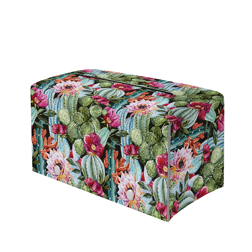 Vintage Cactus And Flower Print Leather Tissue Box Cover