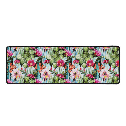 Vintage Cactus And Flower Print Long Kitchen Mat