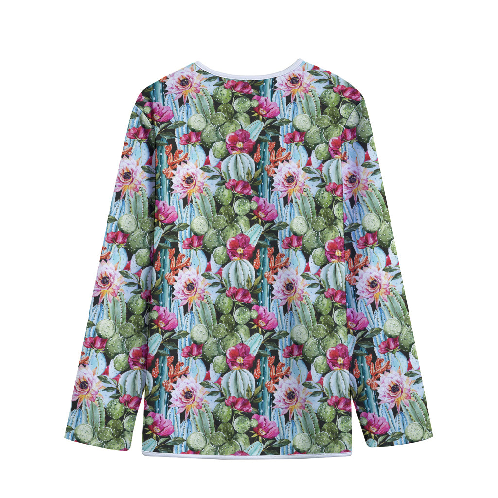 Vintage Cactus And Flower Print Long Sleeve Short Coat