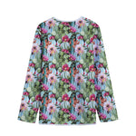 Vintage Cactus And Flower Print Long Sleeve Short Coat