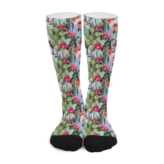 Vintage Cactus And Flower Print Long Socks
