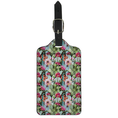 Vintage Cactus And Flower Print Luggage Tag