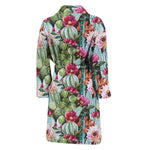 Vintage Cactus And Flower Print Men's Bathrobe