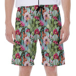 Vintage Cactus And Flower Print Men's Beach Shorts