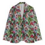 Vintage Cactus And Flower Print Men's Blazer