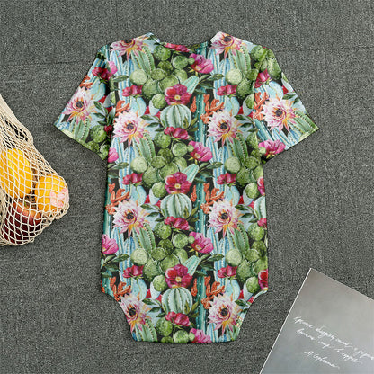 Vintage Cactus And Flower Print Men's Bodysuit
