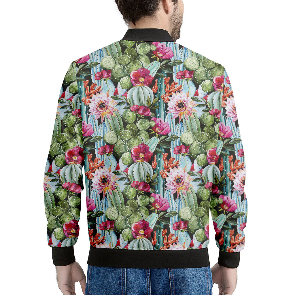 Vintage Cactus And Flower Print Men's Bomber Jacket
