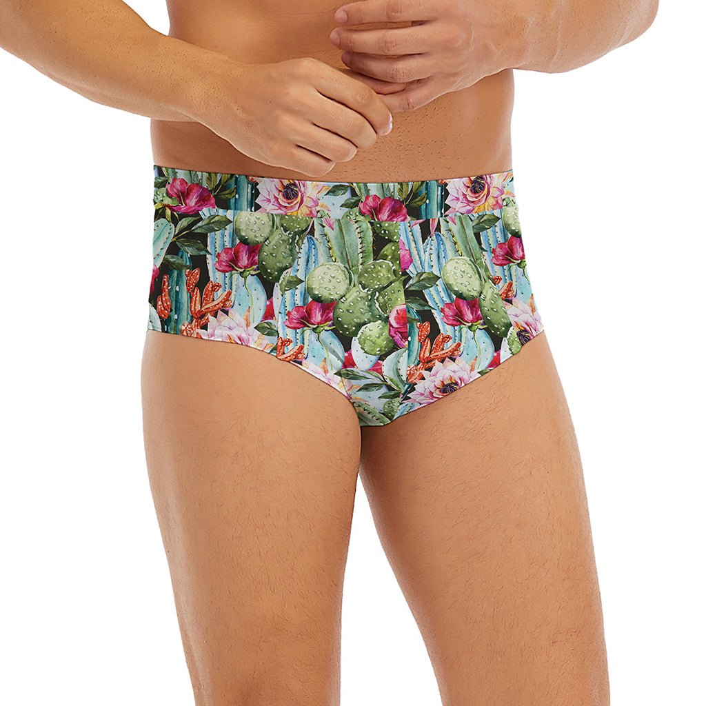 Vintage Cactus And Flower Print Men's Briefs