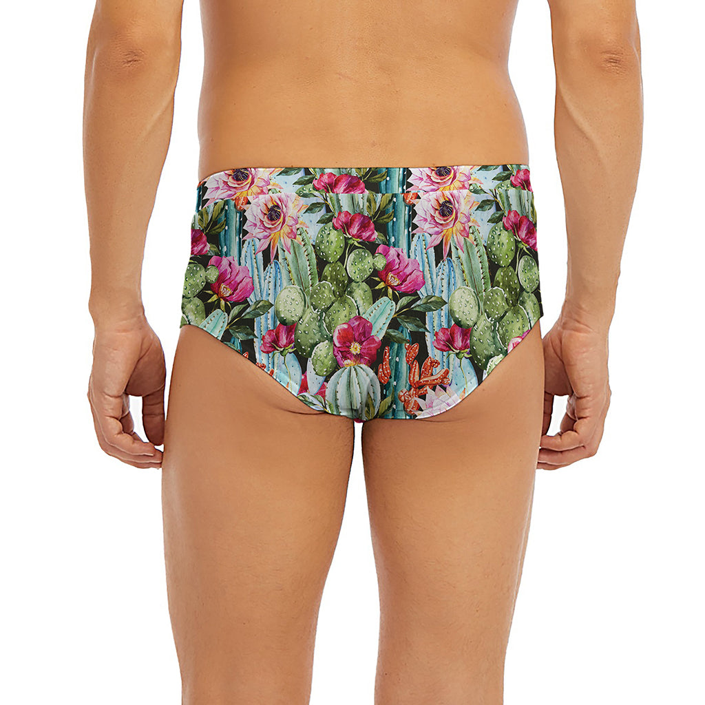 Vintage Cactus And Flower Print Men's Briefs