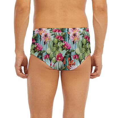 Vintage Cactus And Flower Print Men's Briefs