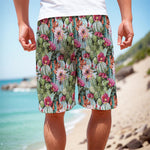 Vintage Cactus And Flower Print Men's Cargo Shorts