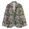 Vintage Cactus And Flower Print Men's Cotton Blazer