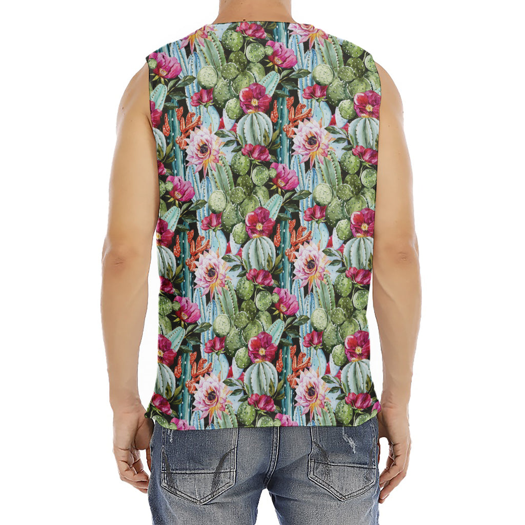 Vintage Cactus And Flower Print Men's Fitness Tank Top