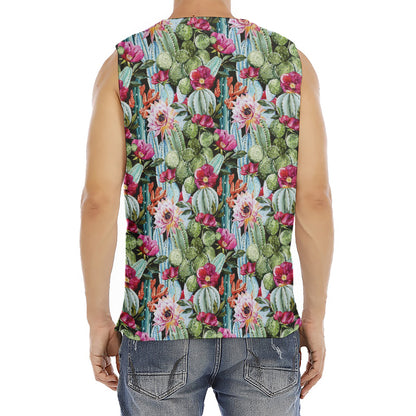 Vintage Cactus And Flower Print Men's Fitness Tank Top