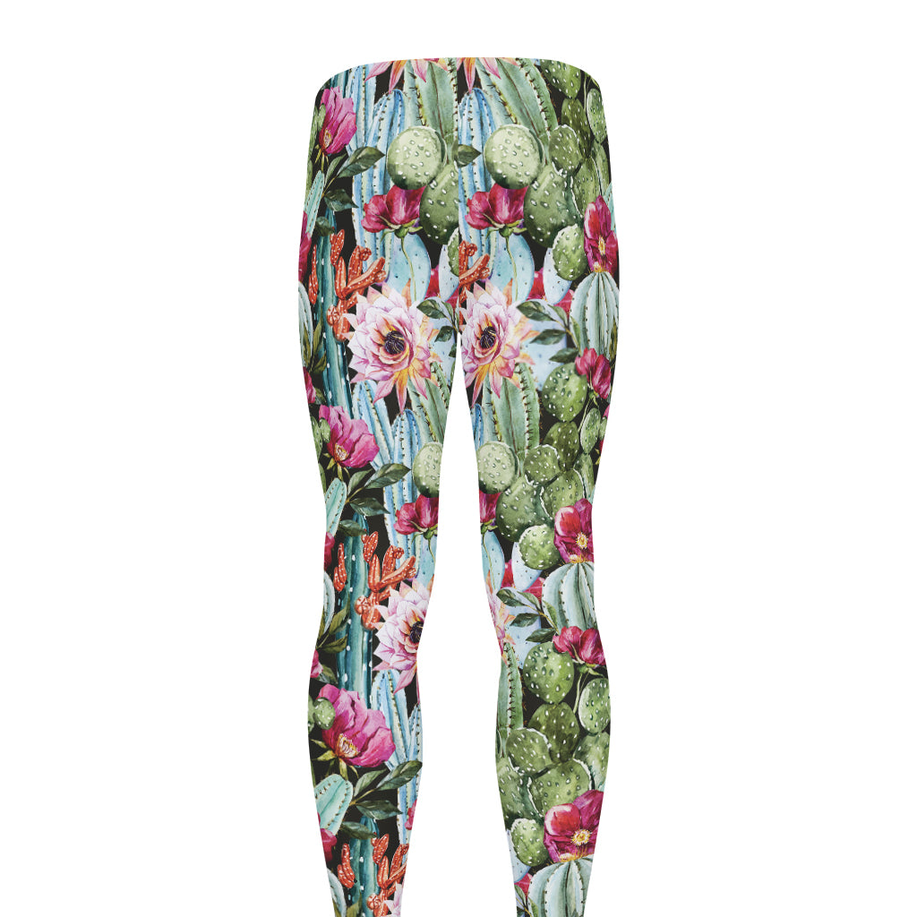 Vintage Cactus And Flower Print Men's leggings