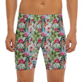 Vintage Cactus And Flower Print Men's Long Boxer Briefs