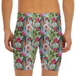 Vintage Cactus And Flower Print Men's Long Boxer Briefs