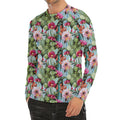 Vintage Cactus And Flower Print Men's Long Sleeve Rash Guard