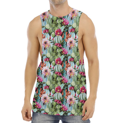 Vintage Cactus And Flower Print Men's Muscle Tank Top