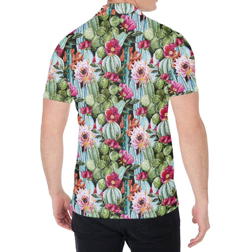 Vintage Cactus And Flower Print Men's Shirt