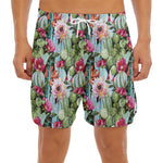 Vintage Cactus And Flower Print Men's Split Running Shorts