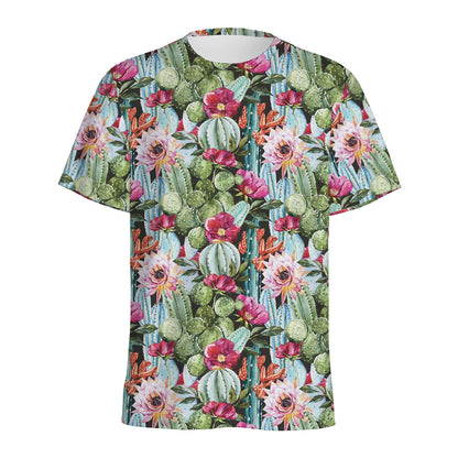 Vintage Cactus And Flower Print Men's Sports T-Shirt