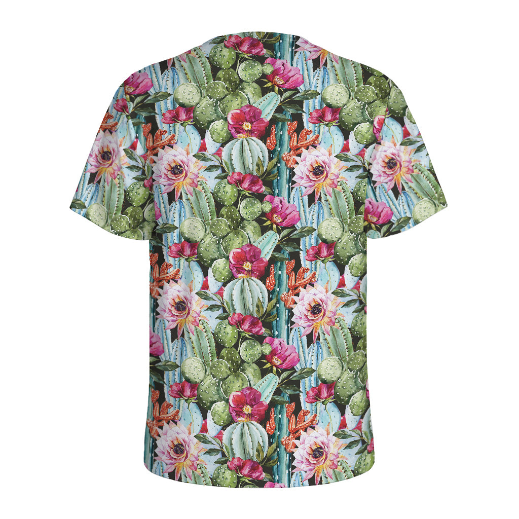 Vintage Cactus And Flower Print Men's Sports T-Shirt
