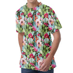 Vintage Cactus And Flower Print Men's Velvet T-Shirt