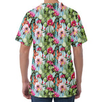 Vintage Cactus And Flower Print Men's Velvet T-Shirt