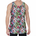 Vintage Cactus And Flower Print Men's Velvet Tank Top