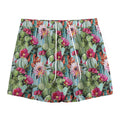 Vintage Cactus And Flower Print Mesh Shorts