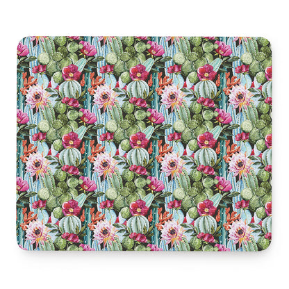 Vintage Cactus And Flower Print Mouse Pad